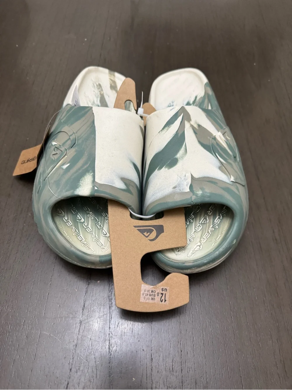 Quiksilver Marbled Teal & Cream Slide Sandals